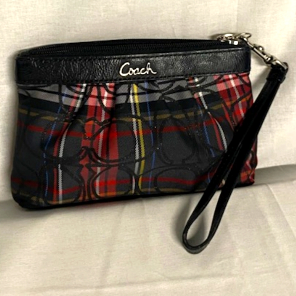 Coach signature wristlet wallet.  New but no tags.  6 1/4 × 4 1/4 plaid.